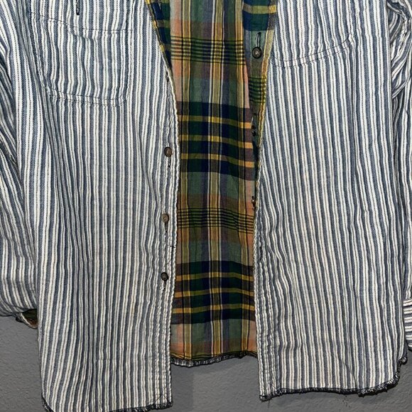TAILOR VINTAGE 100% Cotton Reversible Long Sleeve Button Down Plaid Shirt EUC -M - Picture 10 of 12